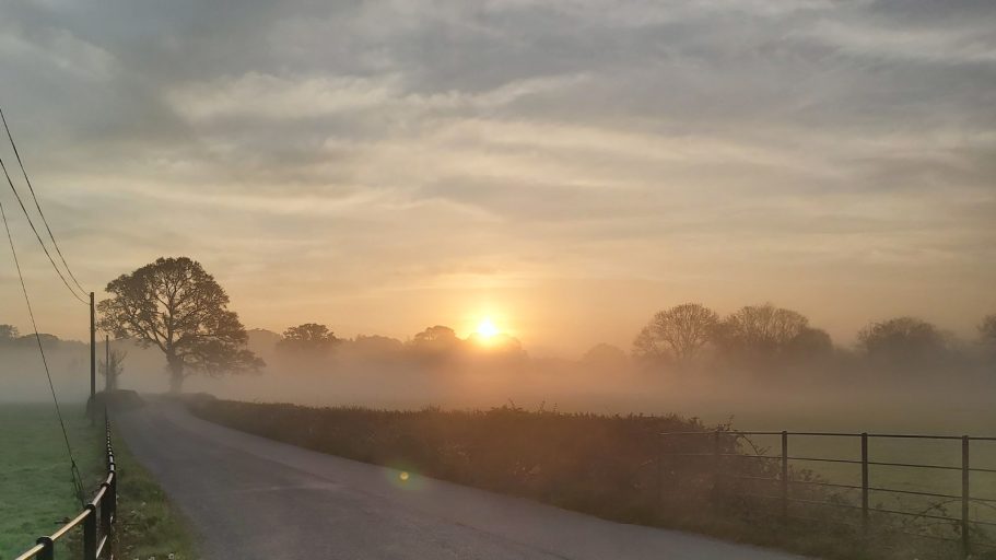 Misty Sunrise A misty sunrise